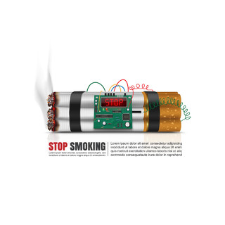 香烟炸药包世界哮喘日禁烟日肺健康禁烟矢量图